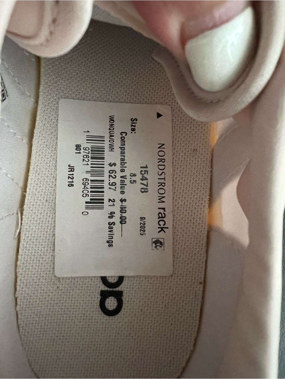 Adidas Pale Pink and White 3-Stripe Sneakers - Picture 5 of 5